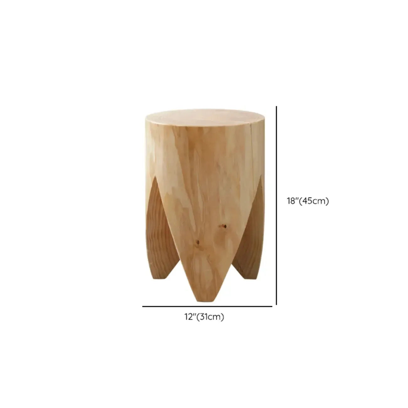 Natural Pine Small Wood Round End Table for Living Room