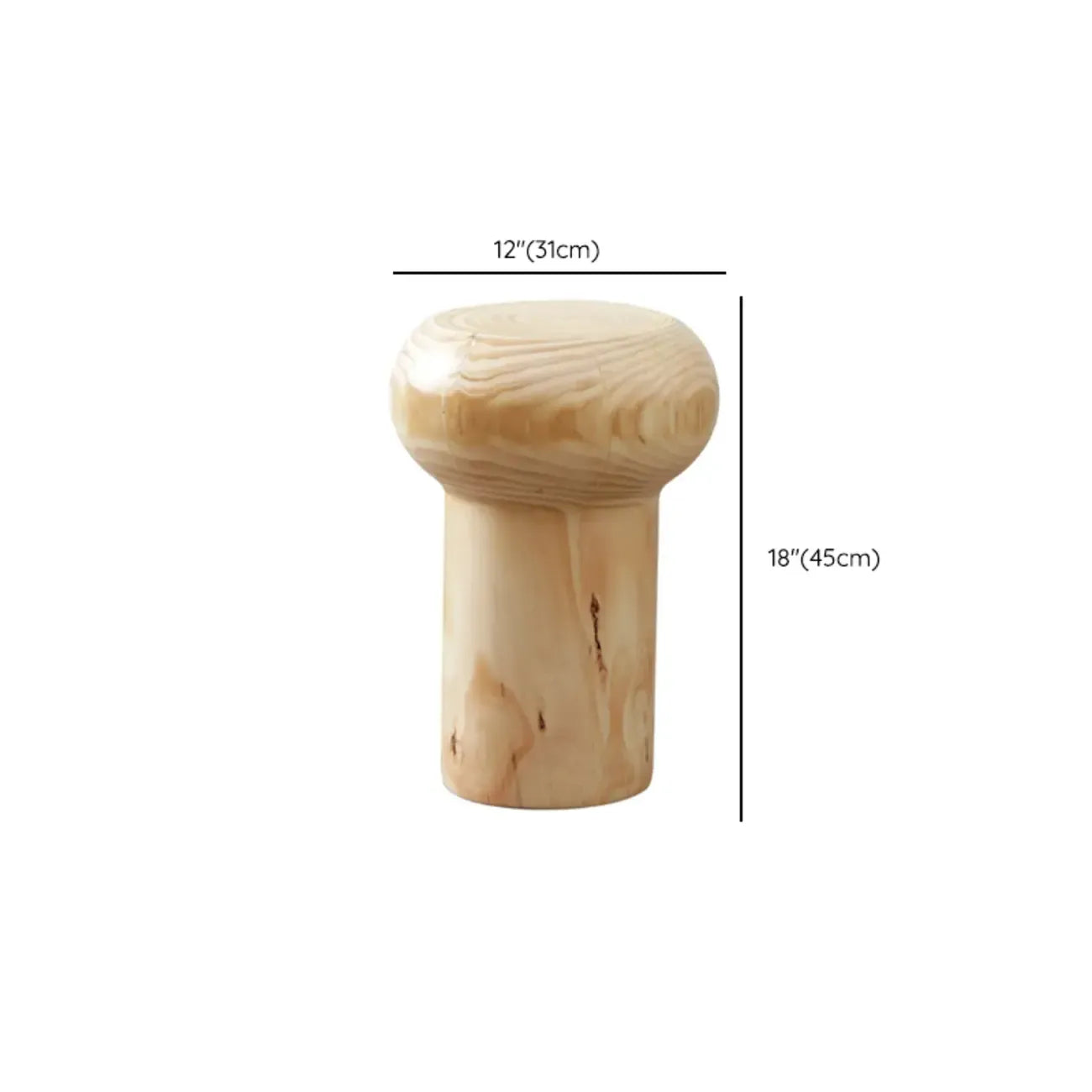 Natural Pine Small Wood Round End Table for Living Room