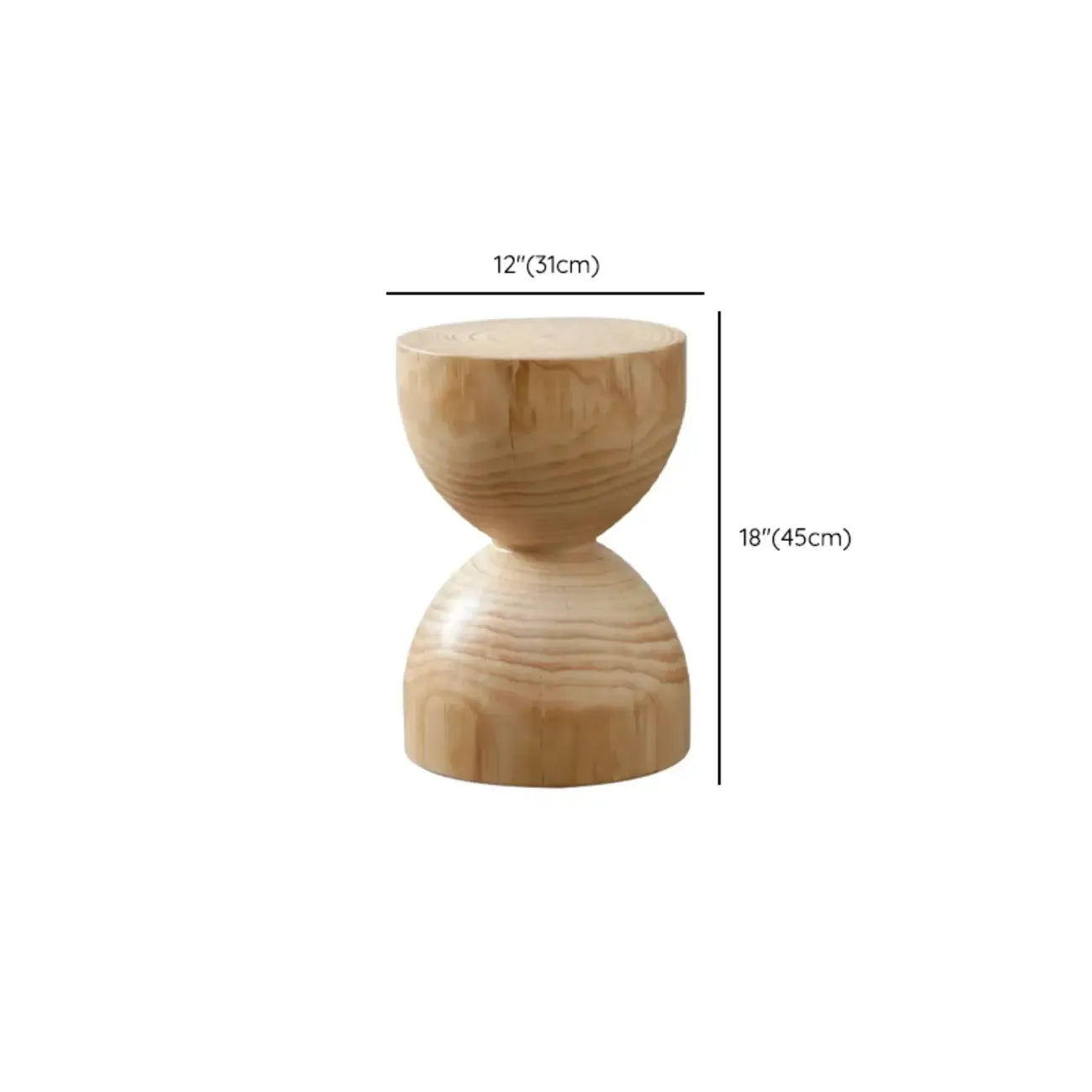 Natural Pine Small Wood Round End Table for Living Room
