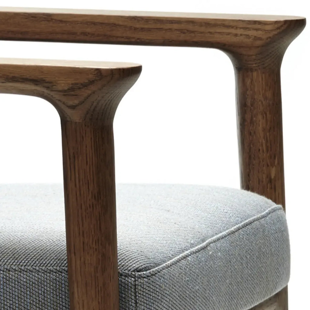Modern Upholstered Dining Chair Square Shape with Wood Arms