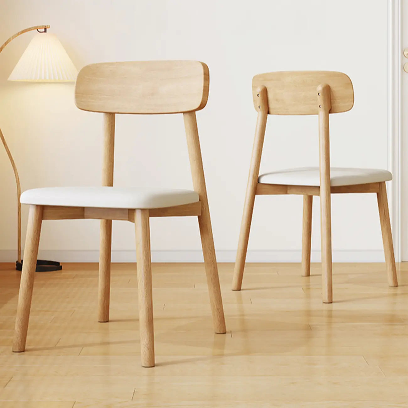 Nordic Armless Wooden Upholstered Open Back Dining Chair