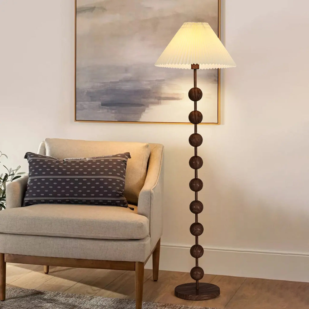 Adjustable Stacked Ball Floor Lamp with Fabric Shade