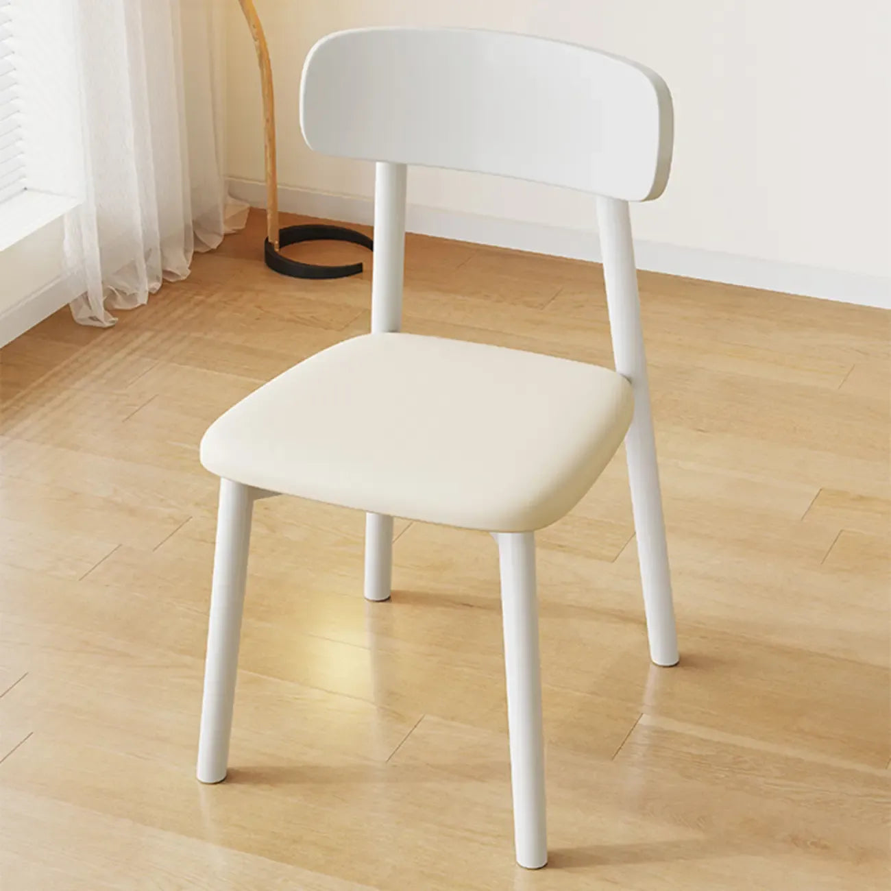 Nordic Armless Wooden Upholstered Open Back Dining Chair