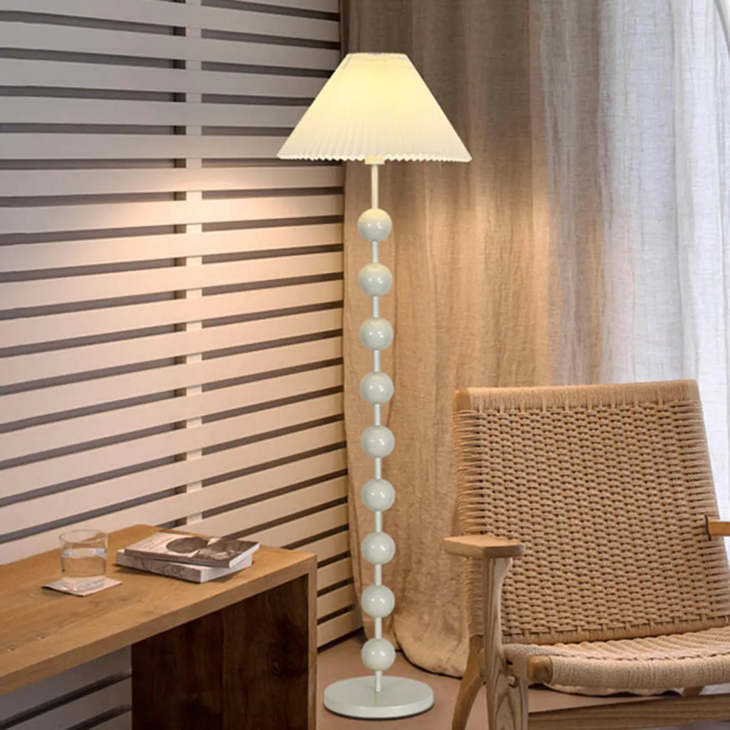 Adjustable Stacked Ball Floor Lamp with Fabric Shade