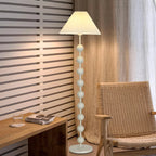 Adjustable Stacked Ball Floor Lamp with Fabric Shade