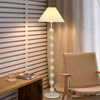 Adjustable Stacked Ball Floor Lamp with Fabric Shade