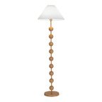 Adjustable Stacked Ball Floor Lamp with Fabric Shade