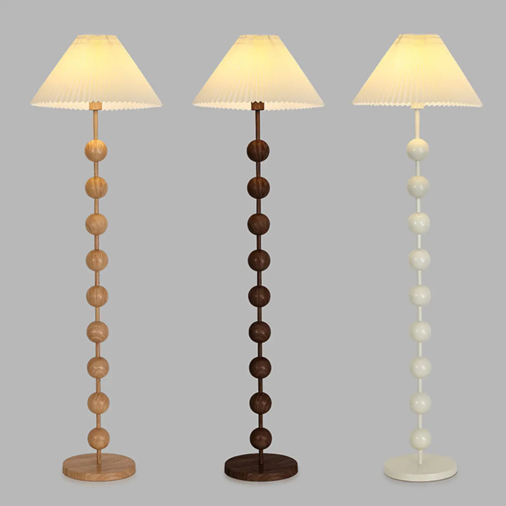 Adjustable Stacked Ball Floor Lamp with Fabric Shade