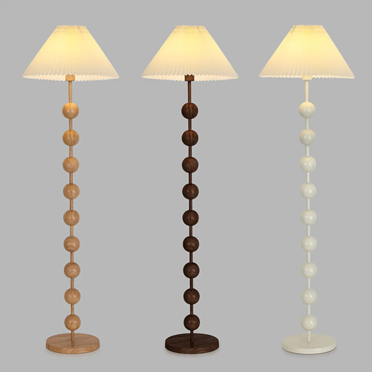 Adjustable Stacked Ball Floor Lamp with Fabric Shade