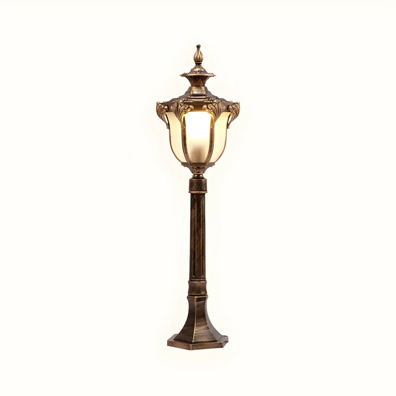 Elegant Traditional Gold Solar LED Bollard Lighting for Garden Pathway
