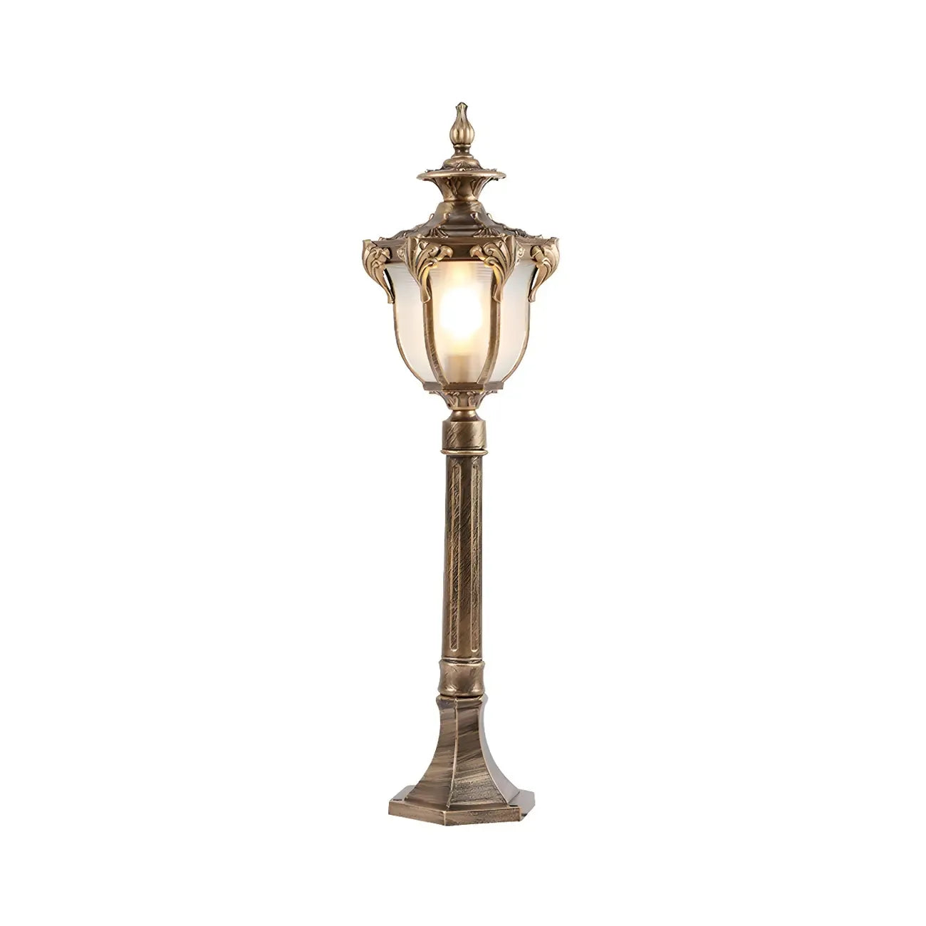 Elegant Traditional Gold Solar LED Bollard Lighting for Garden Pathway