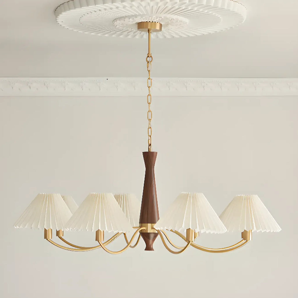 Modern Adjustable Pleated Fabric Chandelier for Living Room