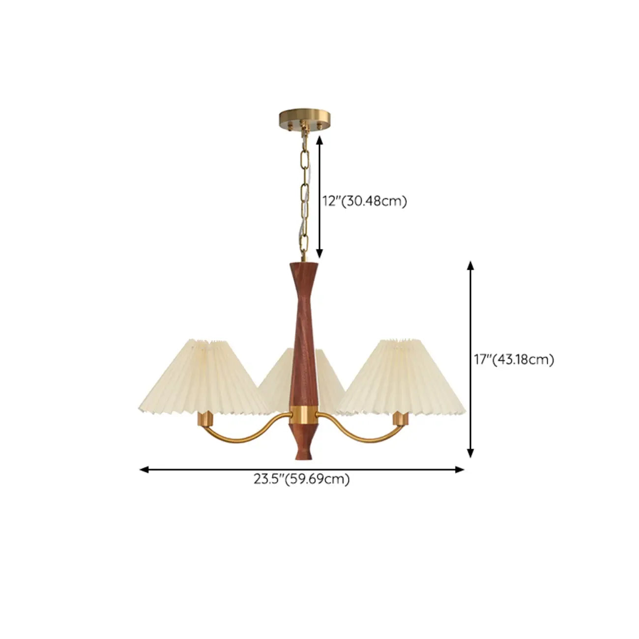 Modern Adjustable Pleated Fabric Chandelier for Living Room