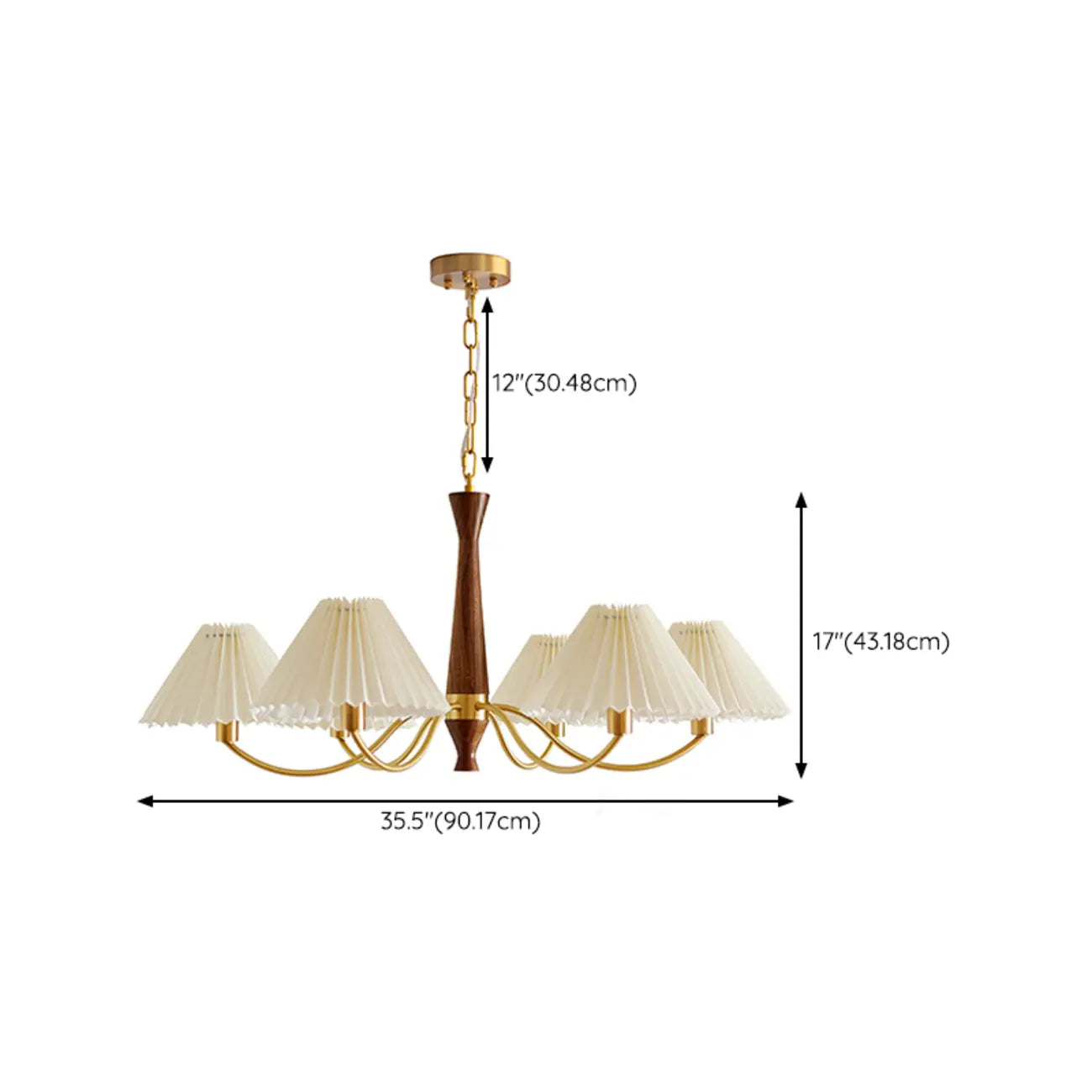 Modern Adjustable Pleated Fabric Chandelier for Living Room