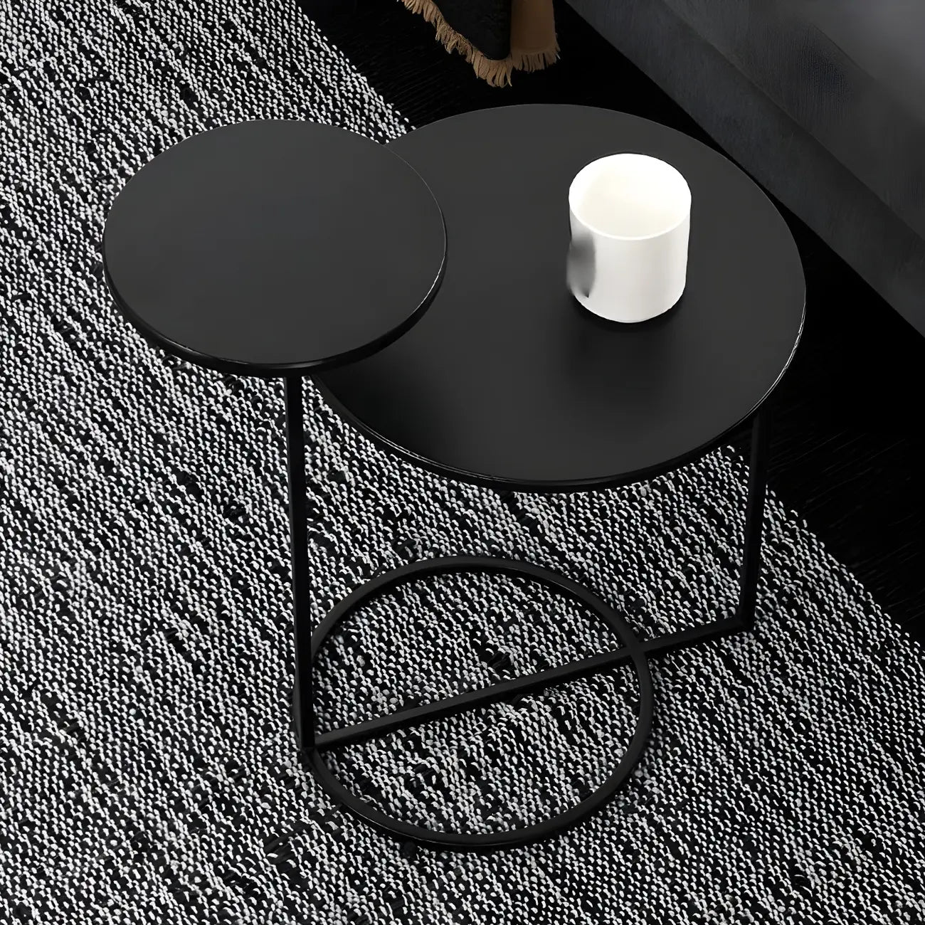 Minimalist Metal Round Bedside Table 2-Tier