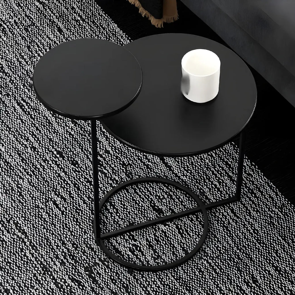 Minimalist Metal Round Bedside Table 2-Tier