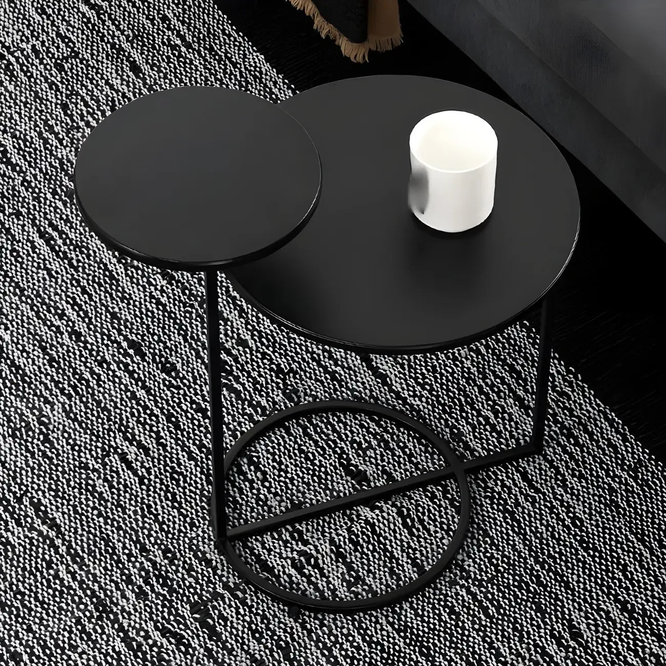 Minimalist Metal Round Bedside Table 2-Tier