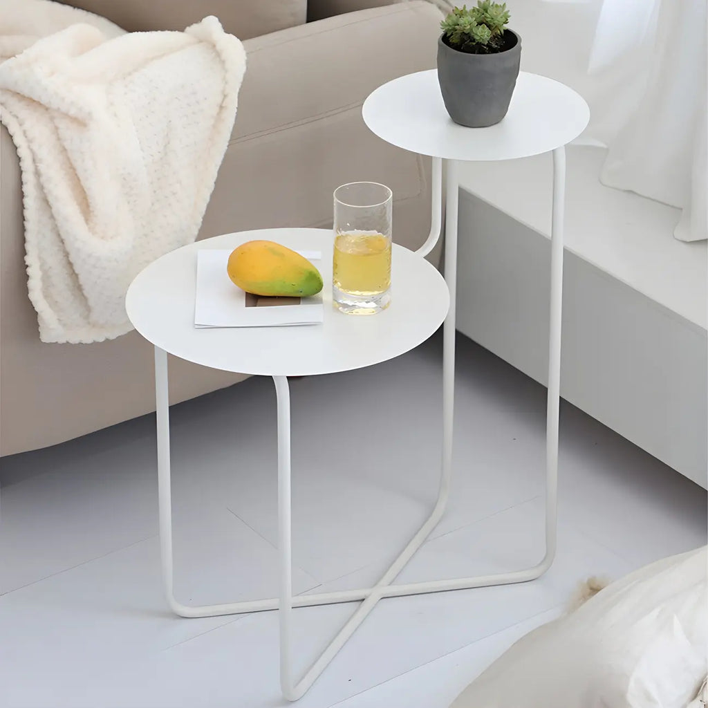 Minimalist Metal Round Bedside Table 2-Tier