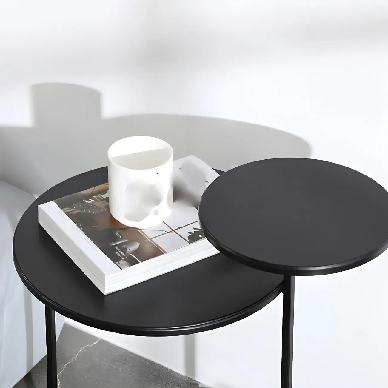Minimalist Metal Round Bedside Table 2-Tier