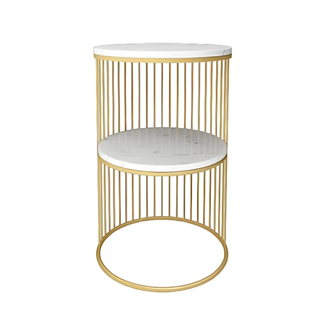 Modern Metal Bedside Table with Open Shelf in Cylindrical Shape