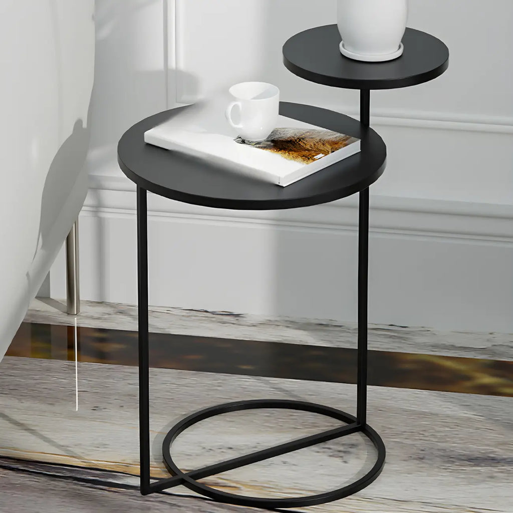 Minimalist Metal Round Bedside Table 2-Tier