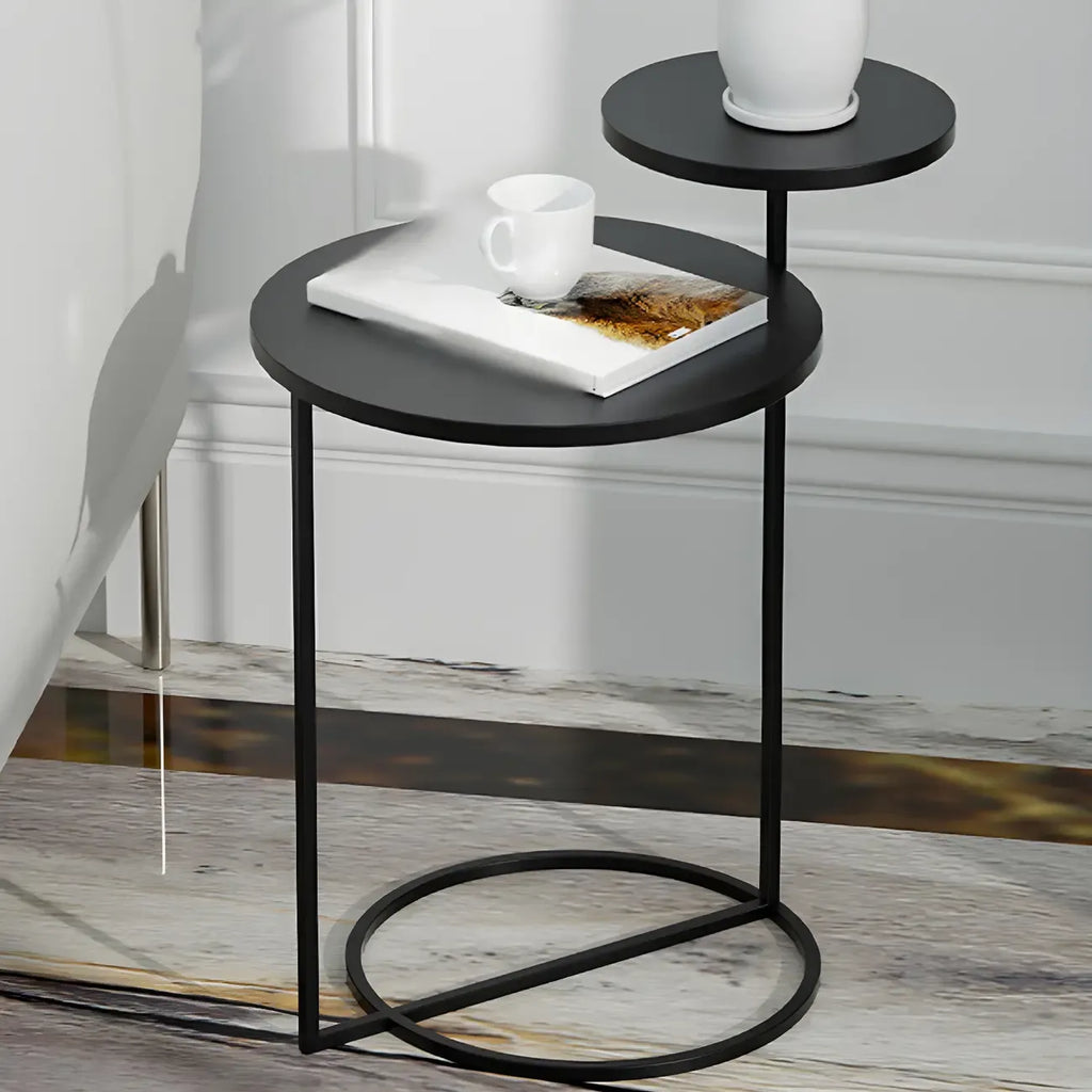 Minimalist Metal Round Bedside Table 2-Tier