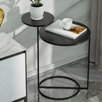 Minimalist Metal Round Bedside Table 2-Tier