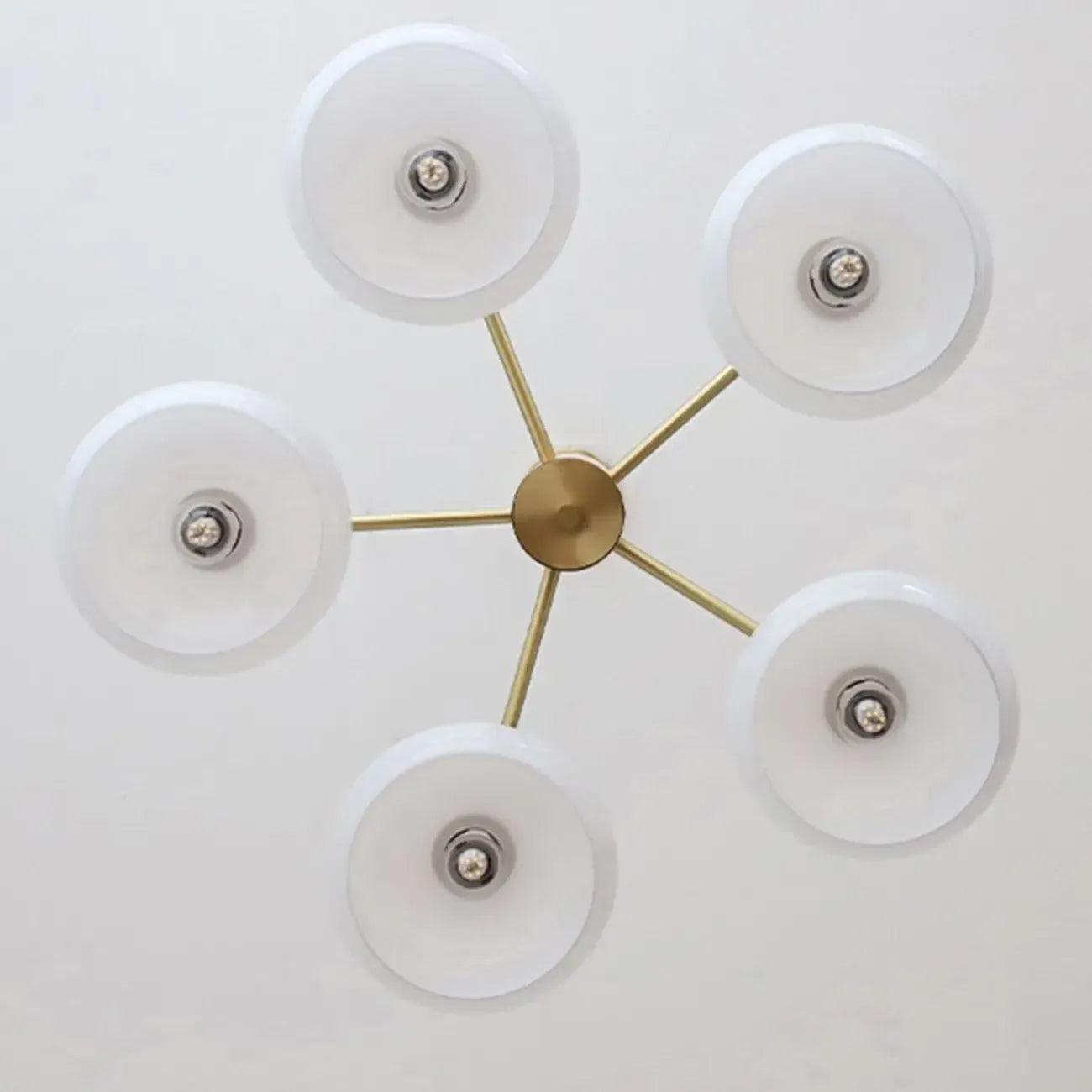 Contemporary Wood Milky Yellow Glass Chandelier