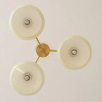Contemporary Wood Milky Yellow Glass Chandelier