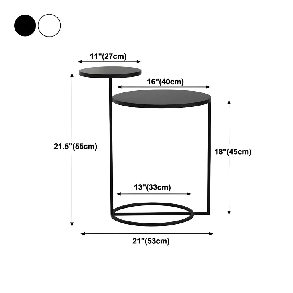 Minimalist Metal Round Bedside Table 2-Tier