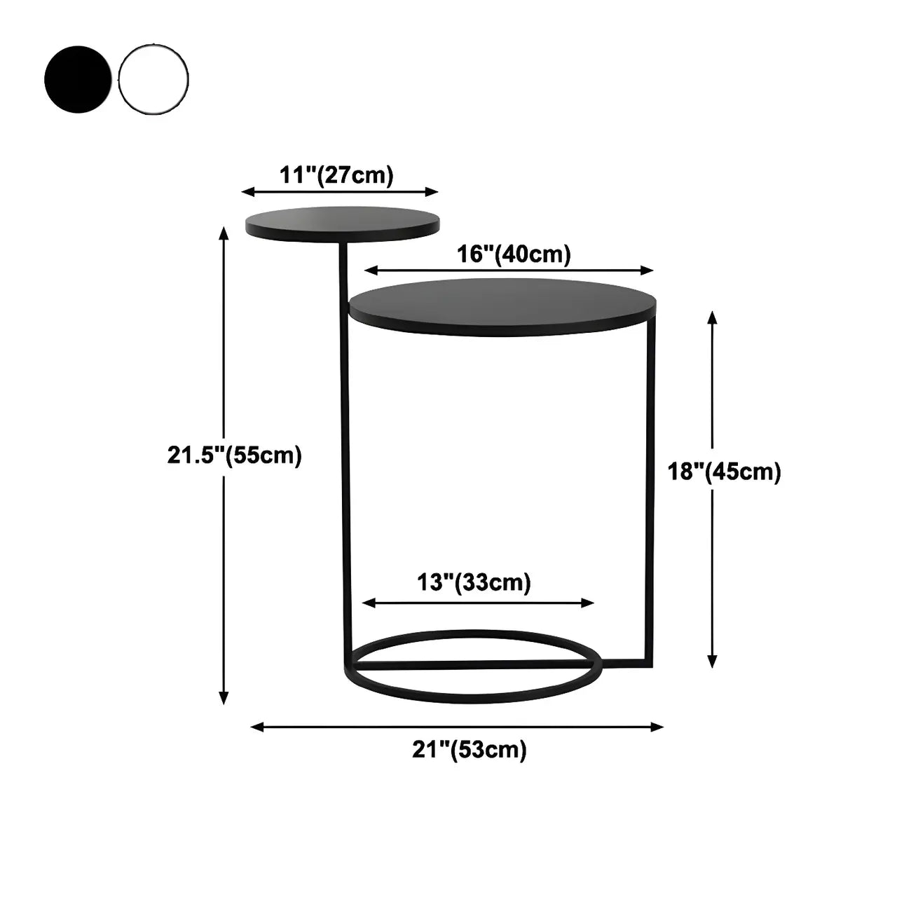 Minimalist Metal Round Bedside Table 2-Tier