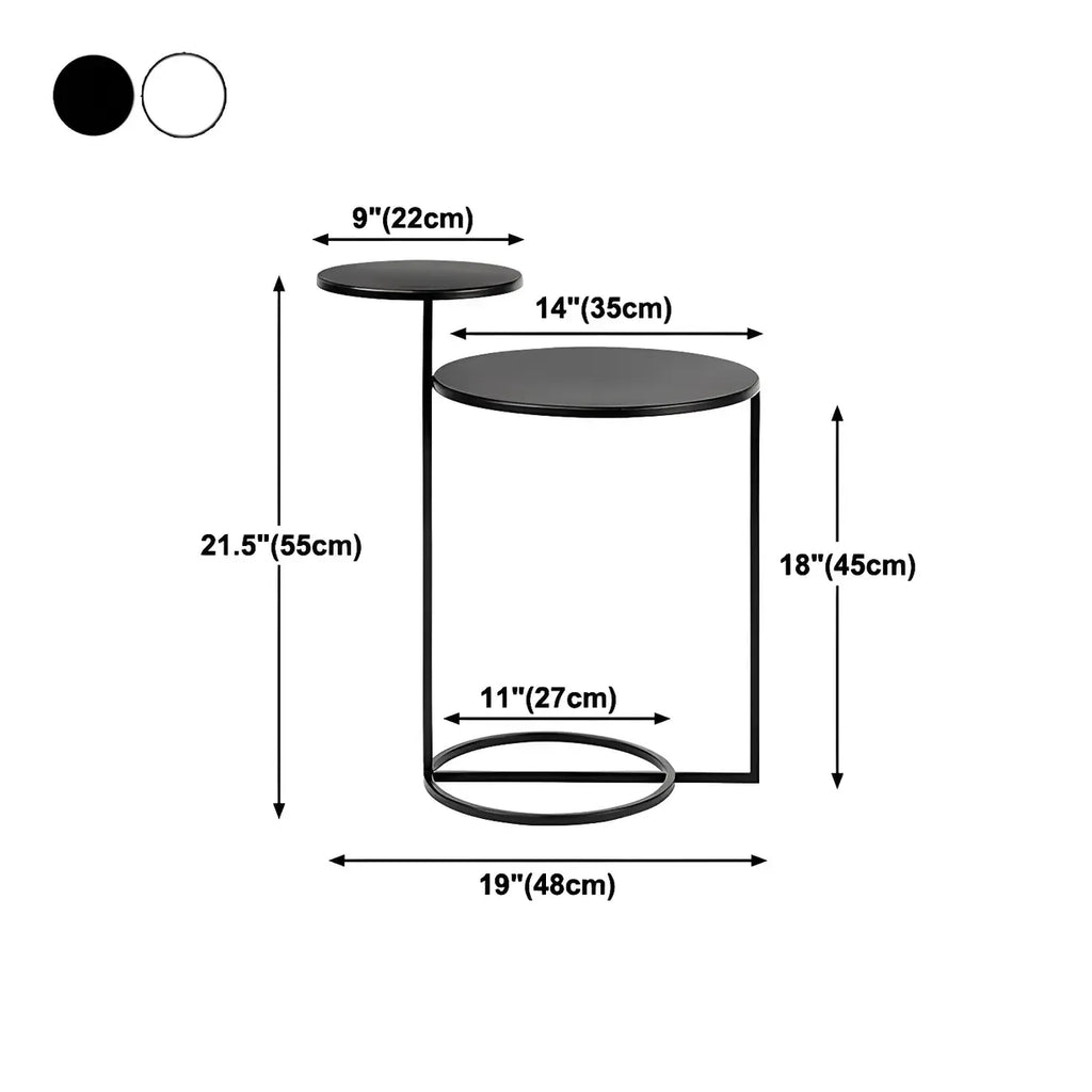 Minimalist Metal Round Bedside Table 2-Tier