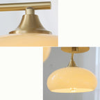 Contemporary Wood Milky Yellow Glass Chandelier