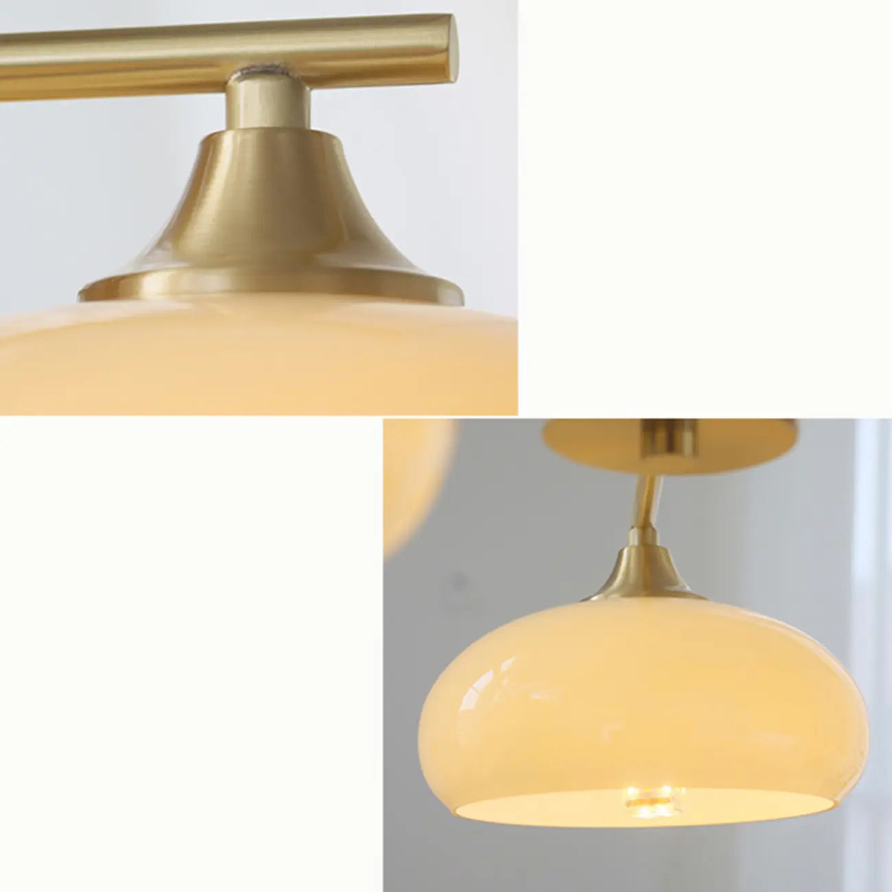 Contemporary Wood Milky Yellow Glass Chandelier