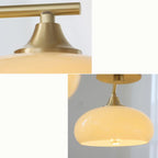 Contemporary Wood Milky Yellow Glass Chandelier