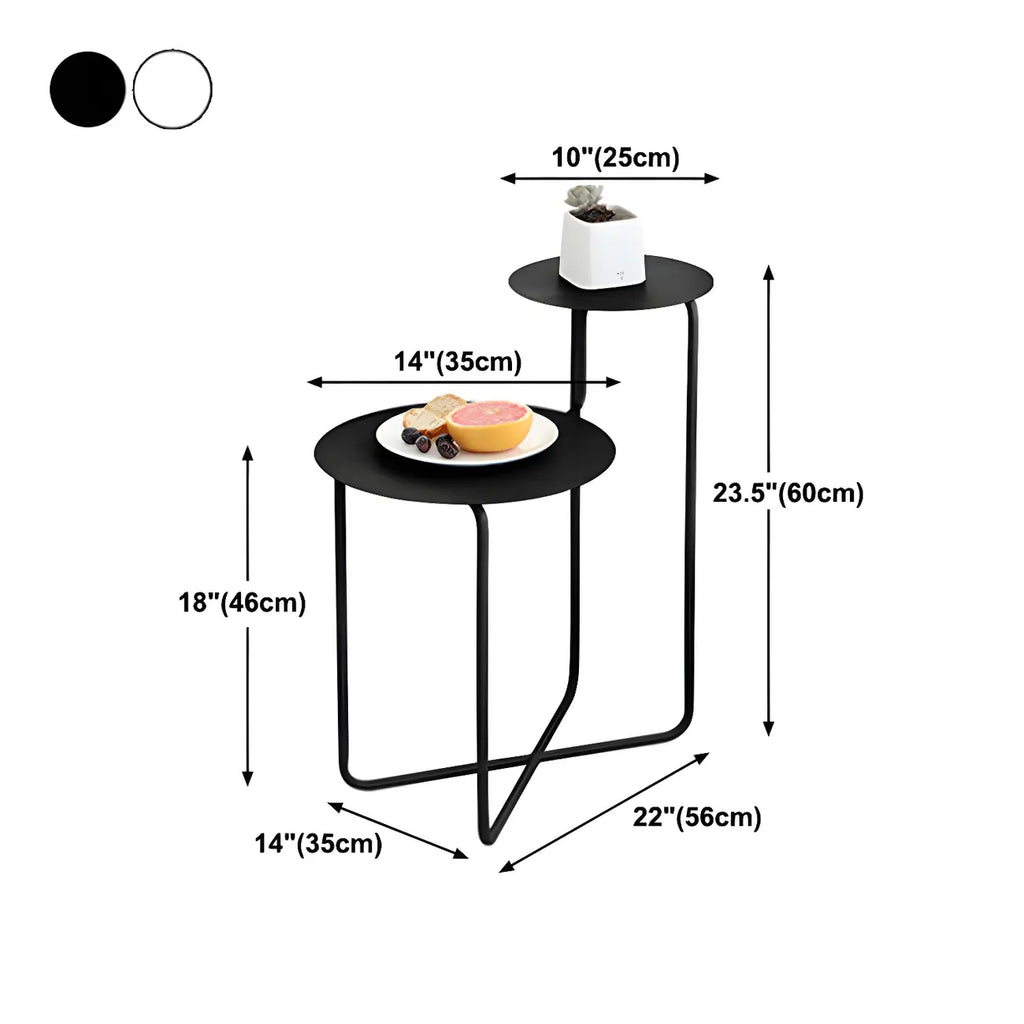 Minimalist Metal Round Bedside Table 2-Tier
