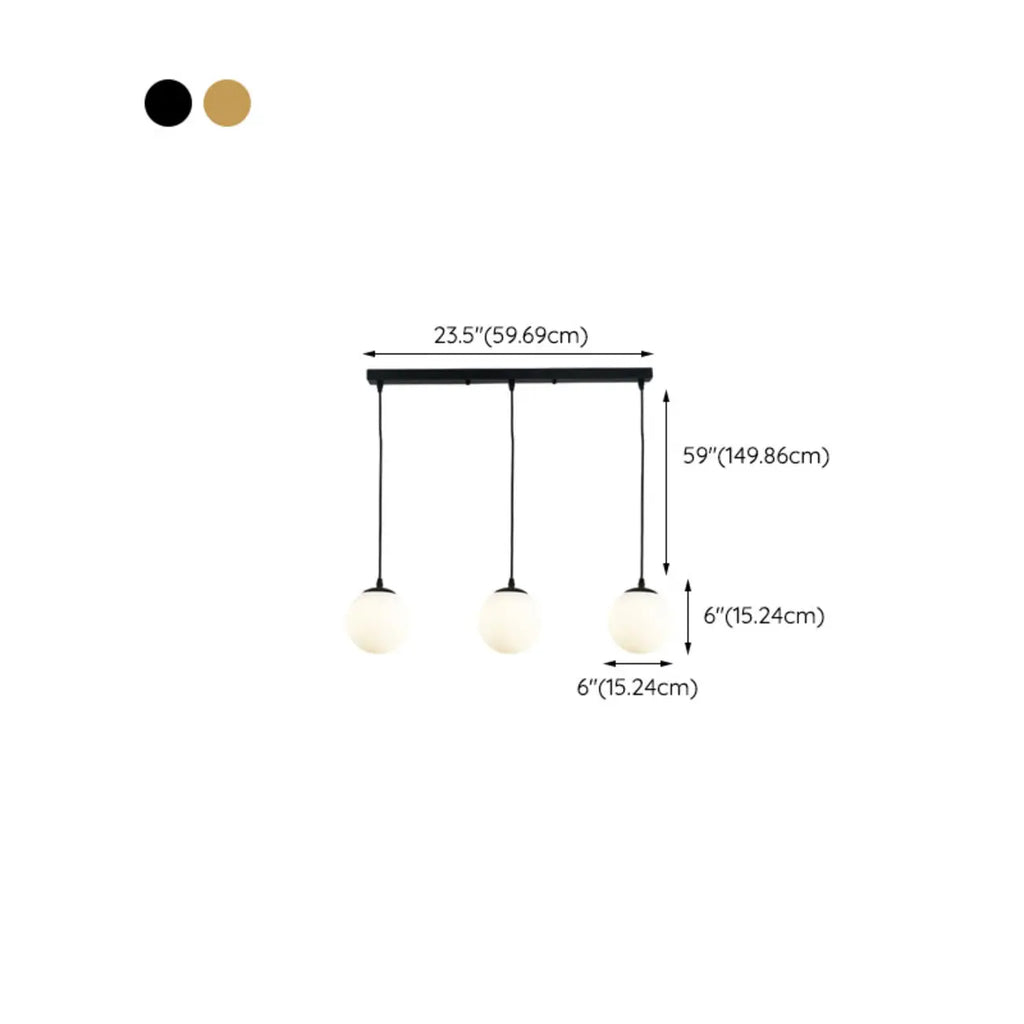 3 Lights Modern Glass Globe Island Pendant Light