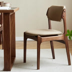 Rustic Open Back Wooden Faux Leather Dining Chair Set of 2