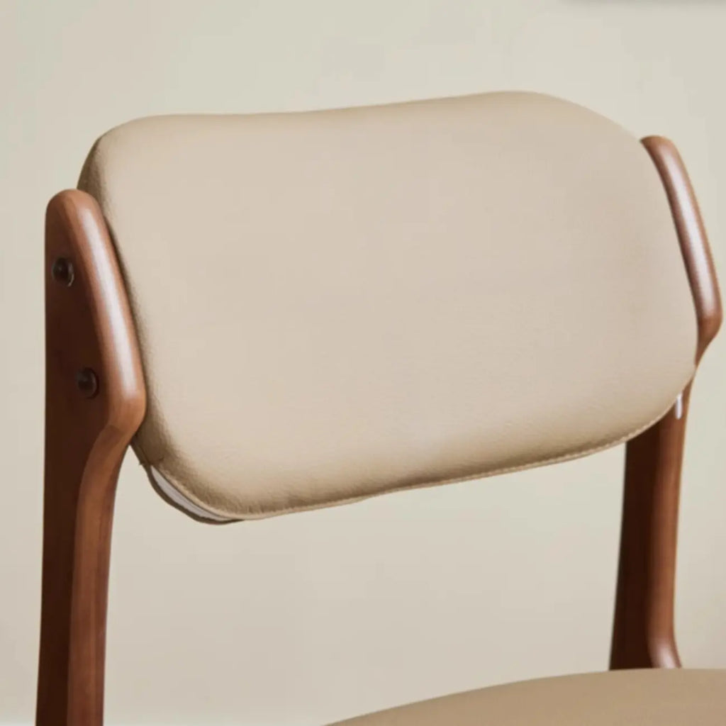 Rustic Open Back Wooden Faux Leather Dining Chair Set of 2