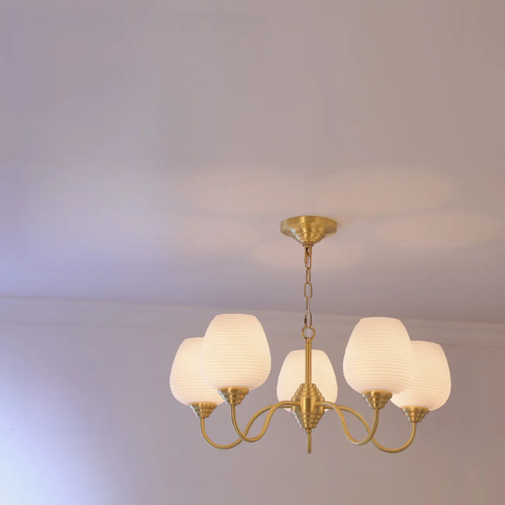 8-light Vintage Gold Brass Chandelier Adjustable Hanging Length