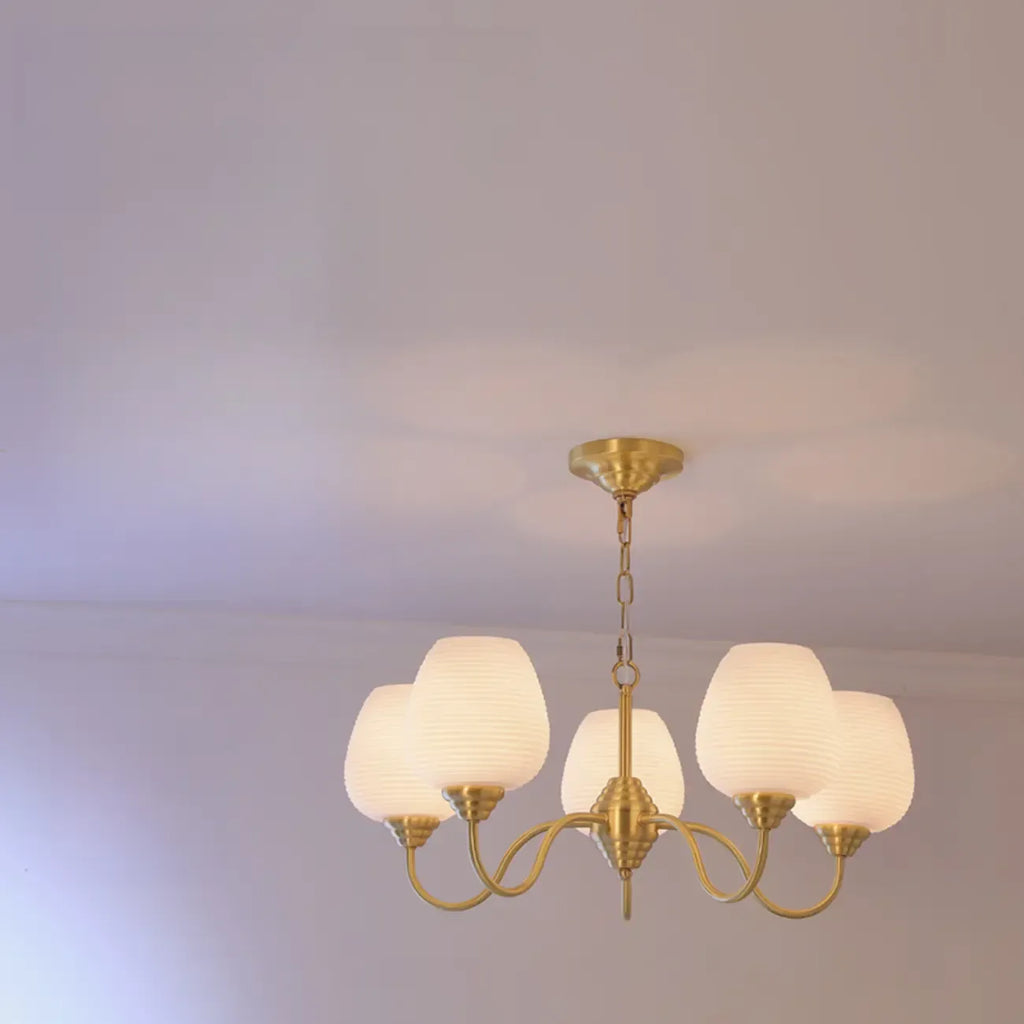 8-light Vintage Gold Brass Chandelier Adjustable Hanging Length