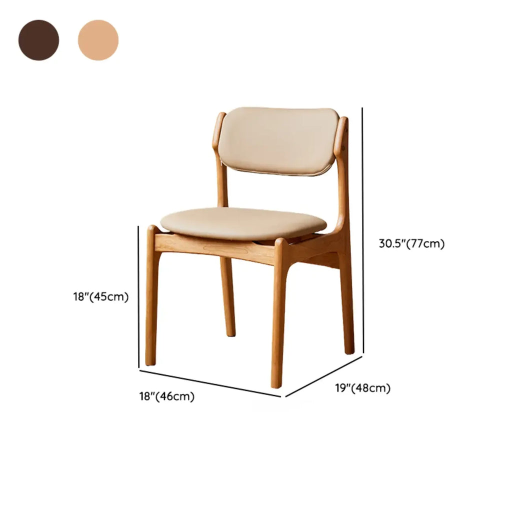 Rustic Open Back Wooden Faux Leather Dining Chair Set of 2