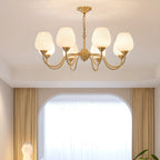 8-light Vintage Gold Brass Chandelier Adjustable Hanging Length