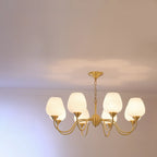 8-light Vintage Gold Brass Chandelier Adjustable Hanging Length