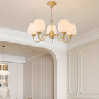 8-light Vintage Gold Brass Chandelier Adjustable Hanging Length