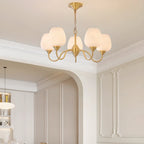 8-light Vintage Gold Brass Chandelier Adjustable Hanging Length