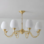 8-light Vintage Gold Brass Chandelier Adjustable Hanging Length