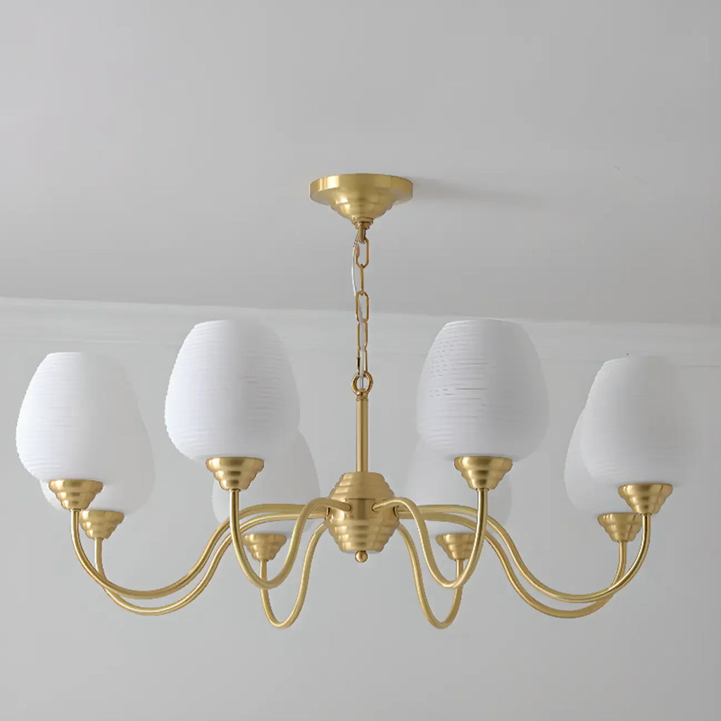 8-light Vintage Gold Brass Chandelier Adjustable Hanging Length