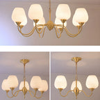 8-light Vintage Gold Brass Chandelier Adjustable Hanging Length