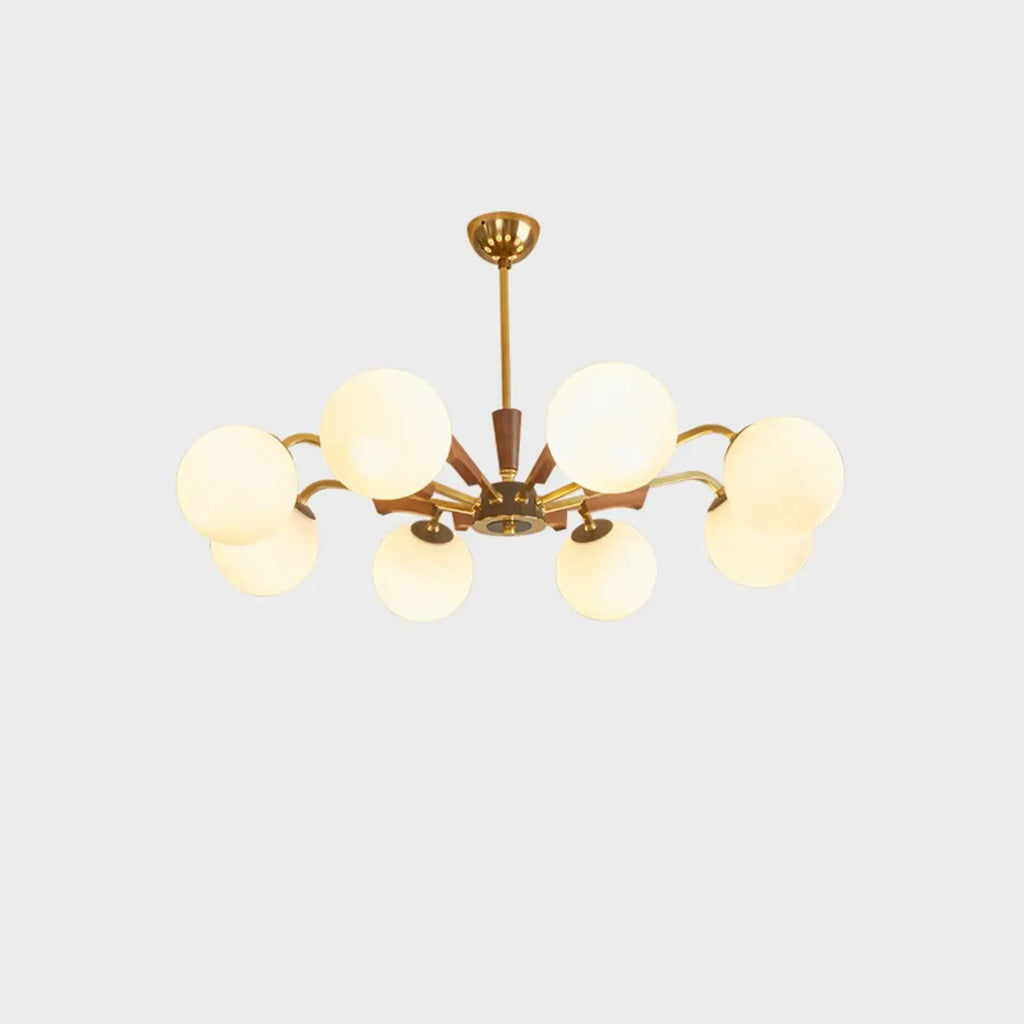 Modern White Glass Ball Chandelier with Adjustable Length